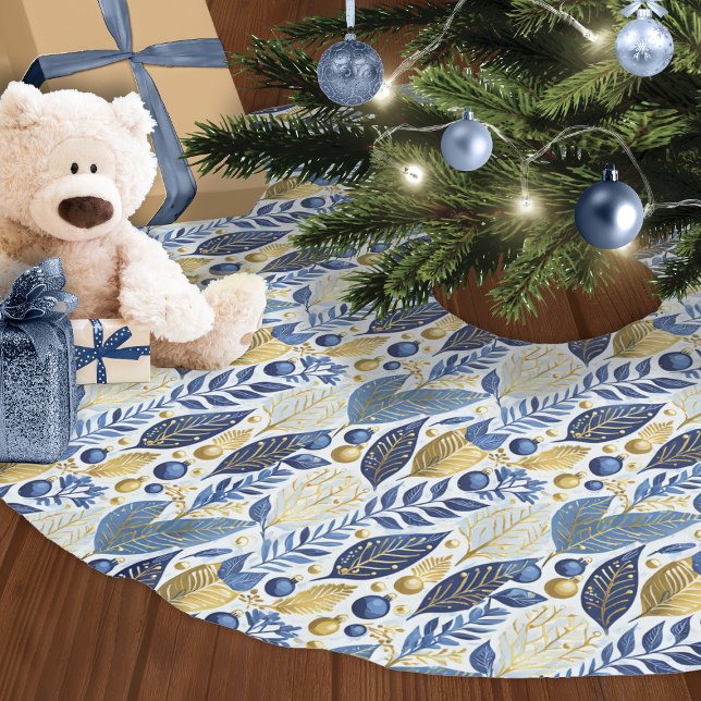 Blue Gold Christmas Pattern#21 ID1009 Brushed Polyester Tree Skirt (Creator Uploaded)