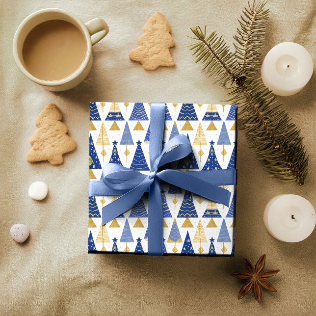 Blue Gold Christmas Pattern#25 ID1009 Wrapping Paper (Creator Uploaded)