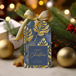 Blue Gold Christmas Pattern#29 ID1009 Gift Tags