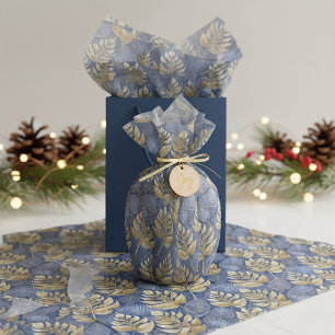 Blue Gold Christmas Pattern#29 ID1009 Tissue Paper
