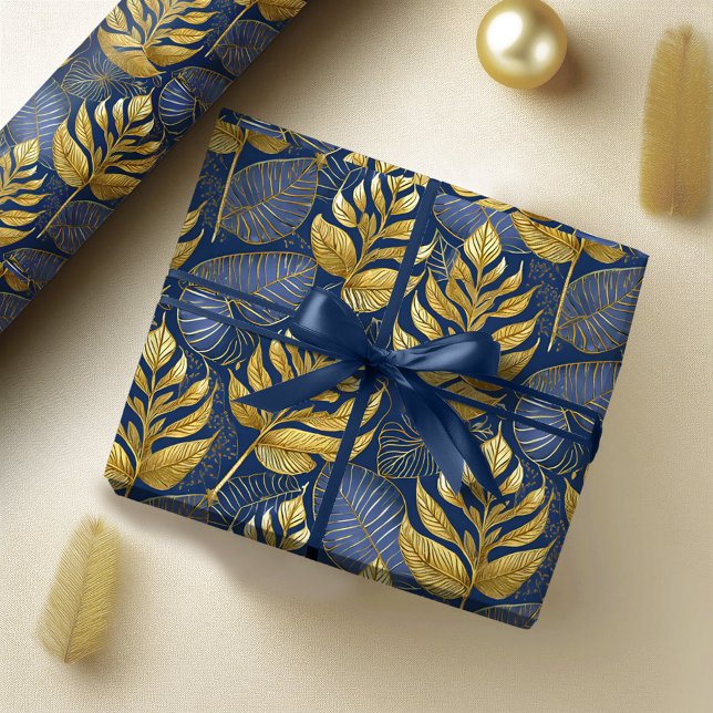 Blue Gold Christmas Pattern#29 ID1009 Wrapping Paper (Creator Uploaded)