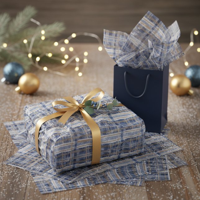 Blue Gold Christmas Pattern#2 ID1009 Tissue Paper (Creator Uploaded)