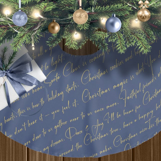 Blue Gold Christmas Pattern#36 ID1009 Brushed Polyester Tree Skirt (Creator Uploaded)