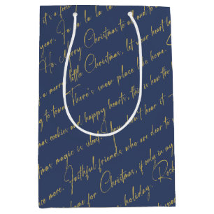 Blue Gold Christmas Pattern#36 ID1009 Medium Gift Bag