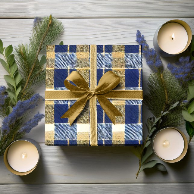 Blue Gold Christmas Pattern#7 ID1009 Wrapping Paper (Creator Uploaded)
