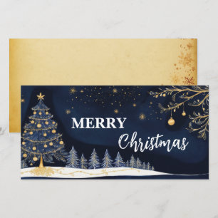Blue Gold Christmas Tree Candle and Gift Card