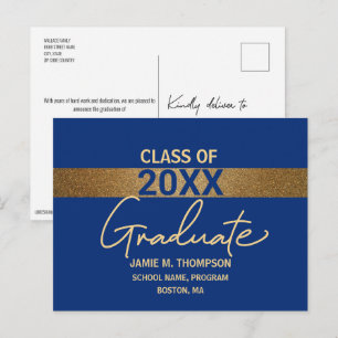 Blue Gold Class of 2024 Graduation announcement  Postcard