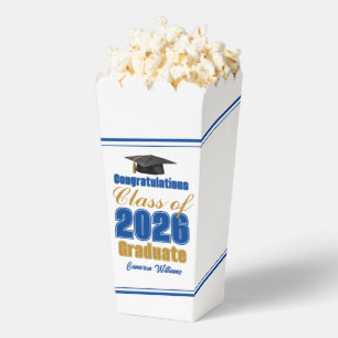 Blue Gold Class of 2026 Graduation Party Popcorn Favor Box