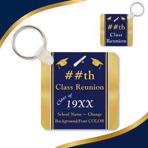 Blue, Gold, Class Reunion Favors, Class Reunion Keychain