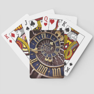 Blue & Gold Clock Face Playing Cards