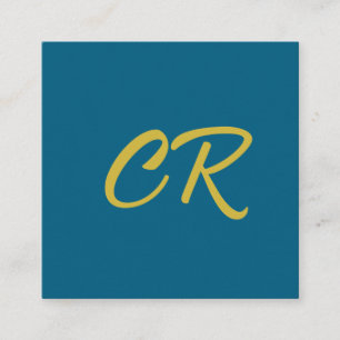 Blue & Gold Color Monogram Modern Minimalist  Enclosure Card