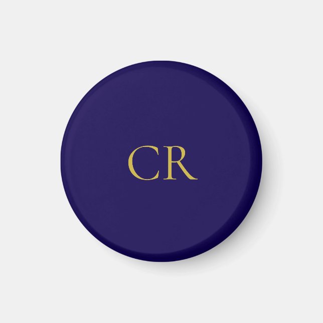 Blue & Gold Color Monogram Modern Minimalist  Magnet (Front)