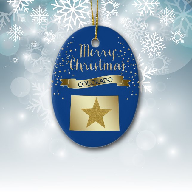 Blue Gold Colorado Star Ceramic Ornament (Creator Uploaded)