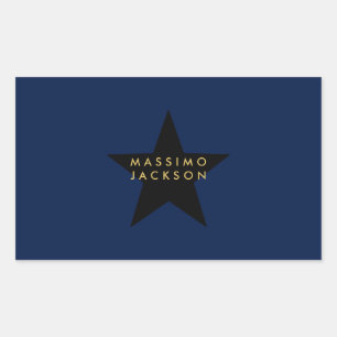 Blue Gold Colors Professional Trendy Black Star Sticker