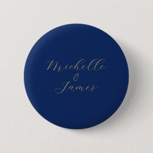Blue & Gold Colors Professional Trendy Modern Name 2 Inch Round Button