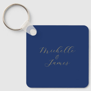Blue & Gold Colors Professional Trendy Modern Name Keychain
