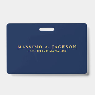 Blue Gold Colors Professional Trendy Modern Plain Badge