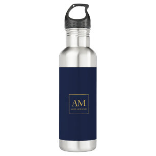 Blue Gold Colours Monogram Initial Letters Name 710 Ml Water Bottle
