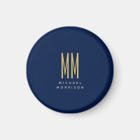 Blue Gold Colours Monogram Initial Letters Name