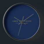 Blue Gold Colours Professional Classical Plain Clock<br><div class="desc">Represent yourself with this modern,  elegant design. This template can be customized to meet all professional occupations.</div>