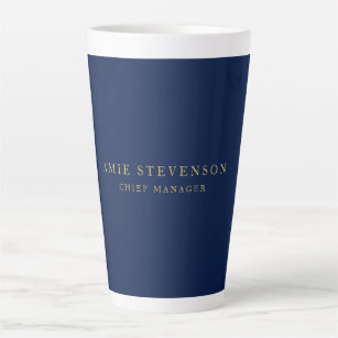 Blue Gold Colours Professional Classical Plain Latte Mug