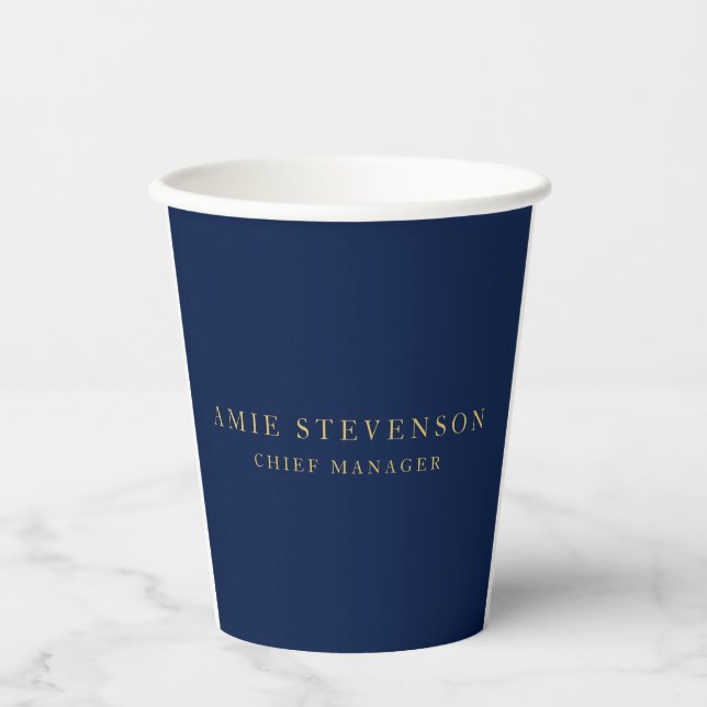 Blue Gold Colours Professional Classical Plain Paper Cups (Front)