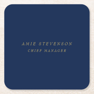 Blue Gold Colours Professional Classical Plain Square Paper Coaster