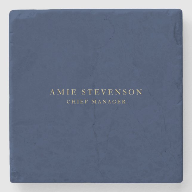 Blue Gold Colours Professional Classical Plain Stone Coaster (Front)