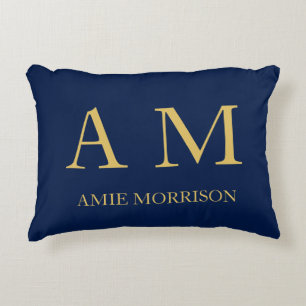 Blue Gold Colours Professional Initial Letters Nam Accent Pillow