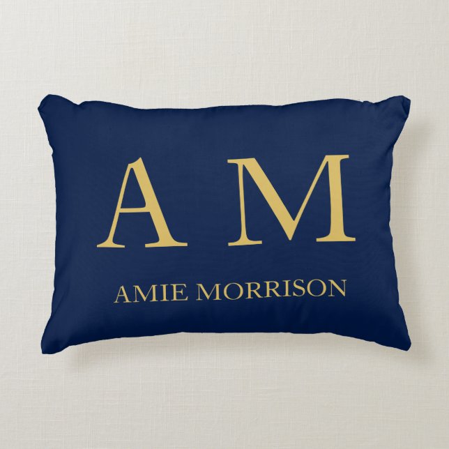 Blue Gold Colours Professional Initial Letters Nam Accent Pillow (Front)