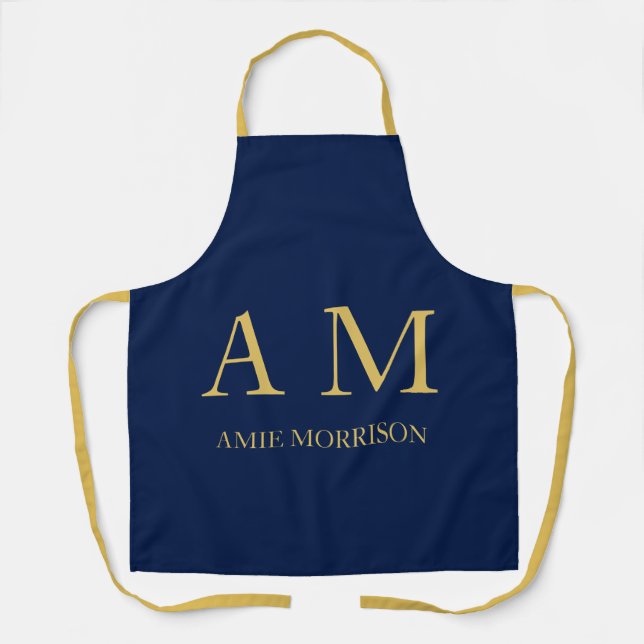 Blue Gold Colours Professional Initial Letters Nam Apron (Front)
