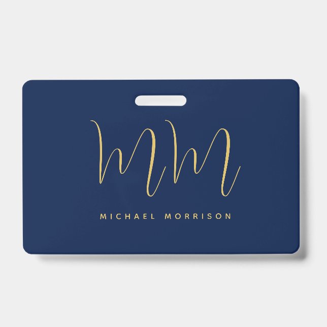 Blue Gold Colours Professional Initial Letters Nam Badge (Front)