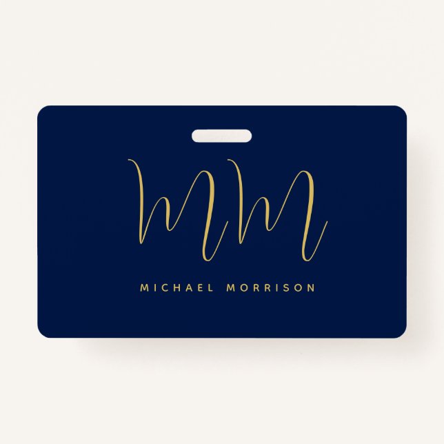 Blue Gold Colours Professional Initial Letters Nam Badge (Front)