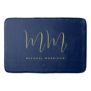 Blue Gold Colours Professional Initial Letters Nam Bath Mat