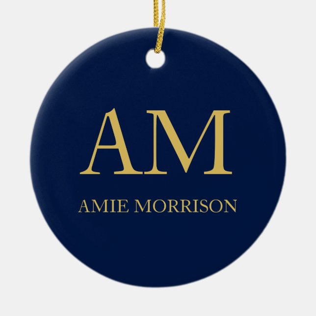 Blue Gold Colours Professional Initial Letters Nam Ceramic Ornament (Front)