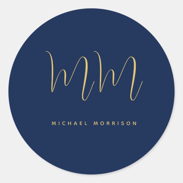 Blue Gold Colours Professional Initial Letters Nam Classic Round Sticker (Front)