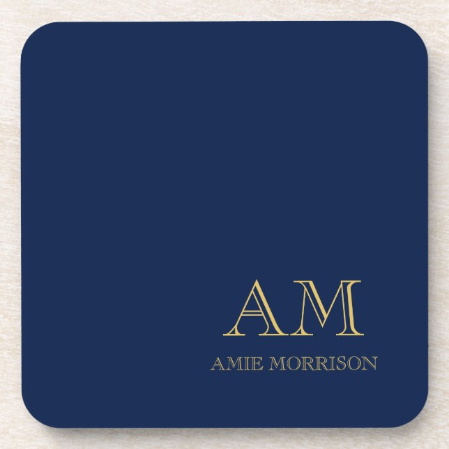 Blue Gold Colours Professional Initial Letters Nam Coaster (Front)