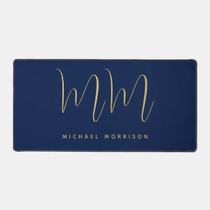 Blue Gold Colours Professional Initial Letters Nam Desk Mat