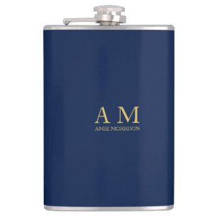 Blue Gold Colours Professional Initial Letters Nam Hip Flask