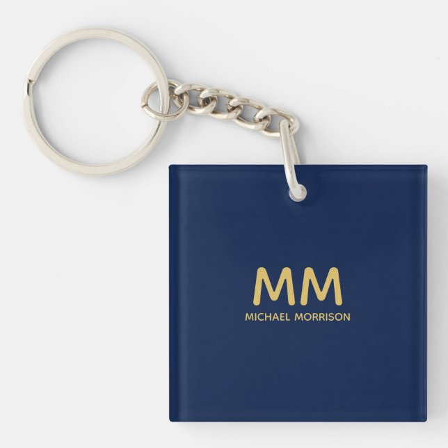 Blue Gold Colours Professional Initial Letters Nam Keychain (Front)