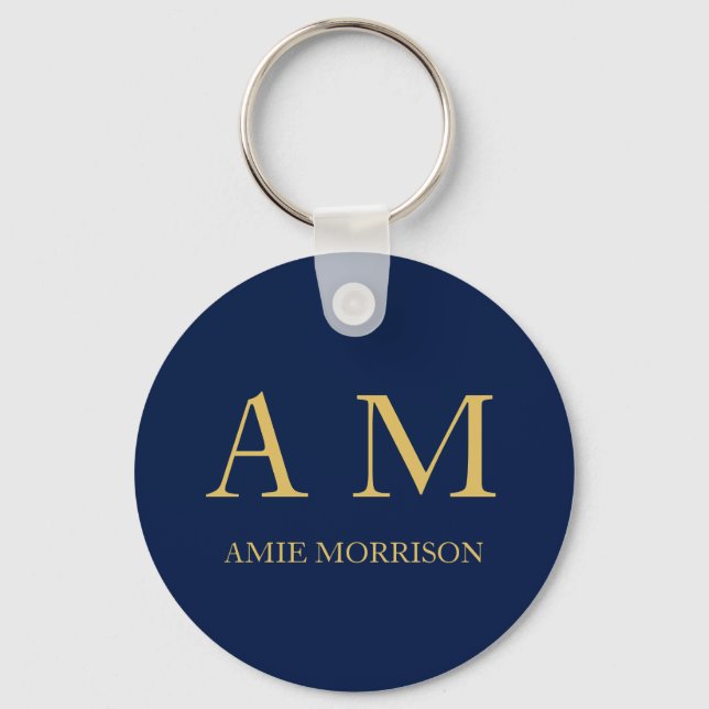 Blue Gold Colours Professional Initial Letters Nam Keychain (Front)