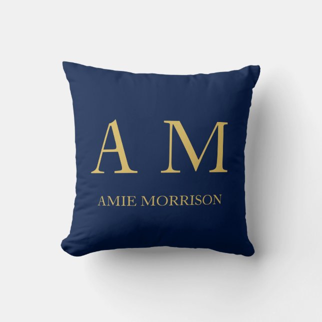 Blue Gold Colours Professional Initial Letters Nam Throw Pillow (Front)