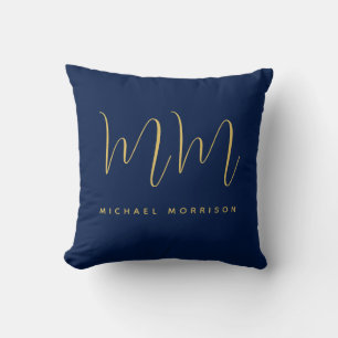 Blue Gold Colours Professional Initial Letters Nam Throw Pillow