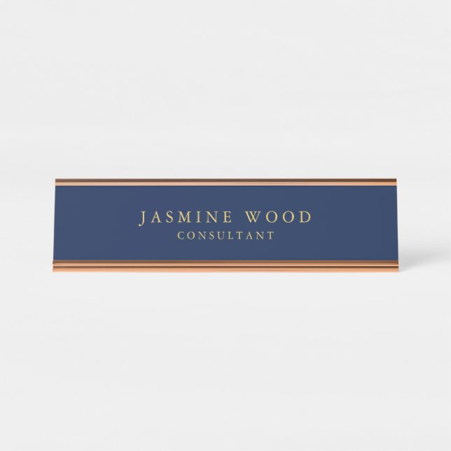 Blue Gold Colours Professional Rose Gold Desk Name Plate (Front)