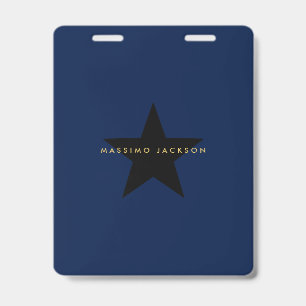 Blue Gold Colours Professional Trendy Black Star Badge