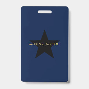 Blue Gold Colours Professional Trendy Black Star Badge