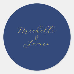Blue & Gold Colours Professional Trendy Modern Nam Classic Round Sticker