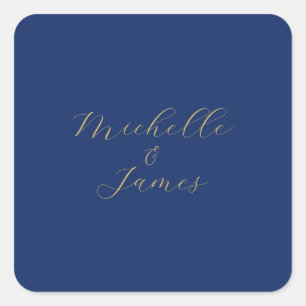 Blue & Gold Colours Professional Trendy Modern Nam Square Sticker