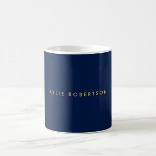 Blue Gold Colours Professional Trendy Modern Plain Coffee Mug