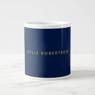 Blue Gold Colours Professional Trendy Modern Plain Large Coffee Mug
